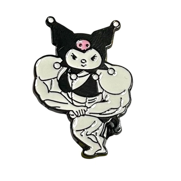 Kuromi Dressed Up as Bodybuilder Enamel Pin Halloween Cute Kawaii Sanrio Brooch - Picture 3 of 7